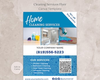 Cleaning Service Flyer Canva Template for business, Cleaning Business Flyer, Home Cleaning Business Flyer Template, Home Cleaning Services