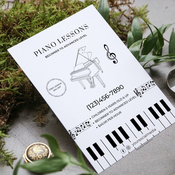 Piano Lessons Flyer Canva Template, Piano Teacher Editable Flyer, Music Tutoring Flyer, Teaching Piano Flyer, Piano Tutor Business Template