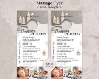 Massage Flyer Canva Template Editable Spa and Wellness Door Hanger Flyer Massage Price List Sport Massage Therapy Health Esthetician Flyer