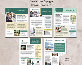 Newsletter Email Template Canva, Sage Green Editable Business Monthly Newsletter, Email Marketing Bundle, Small Business Company Newsletters