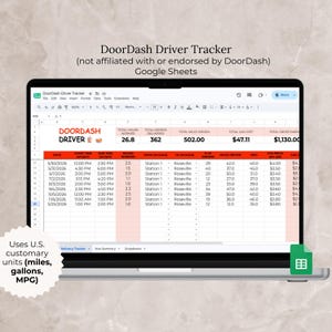 DoorDash Delivery Driver Tracker Google Sheet, Door Dash Mileage Tracker Spreadsheet Delivery Driver Mileage and Earnings Logs Template