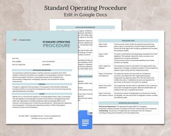 Standard Operating Procedure Template Docs, Editable SOP Document, Business Standard Operating Procedure Project Template SOP Instructions