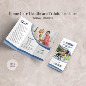 Health Care Medical Brochure Canva Template Editable Home Health Care Brochure Trifold Caregiver Service Elderly Senior Care Clinic Trifold