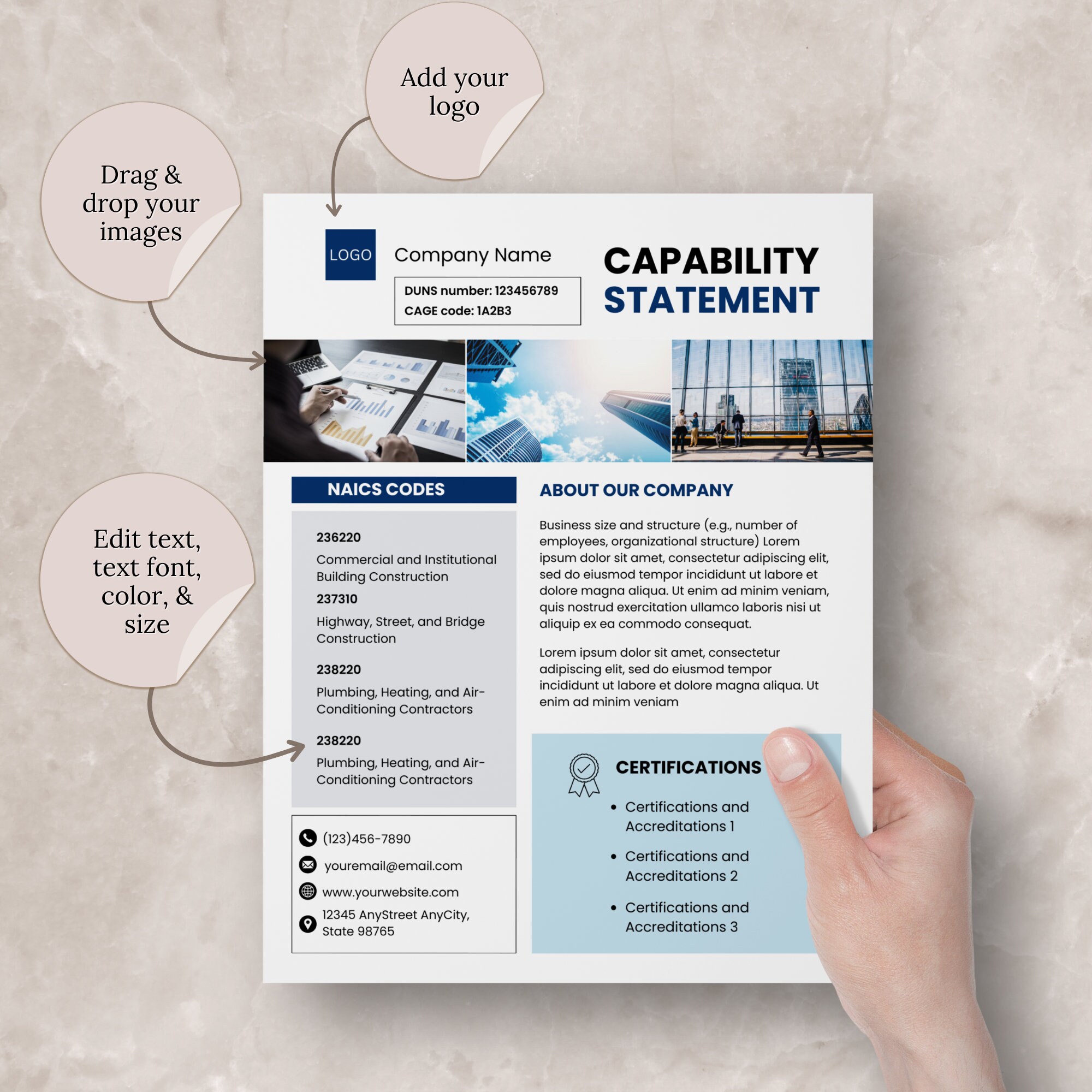 Capability Statement Canva Template Editable Capability Statement