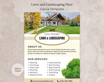 Lawn Care Flyer Canva Template, Editable Landscaping Business Service Flyer,  Mowing  Services Template, Editable Yard Service Template