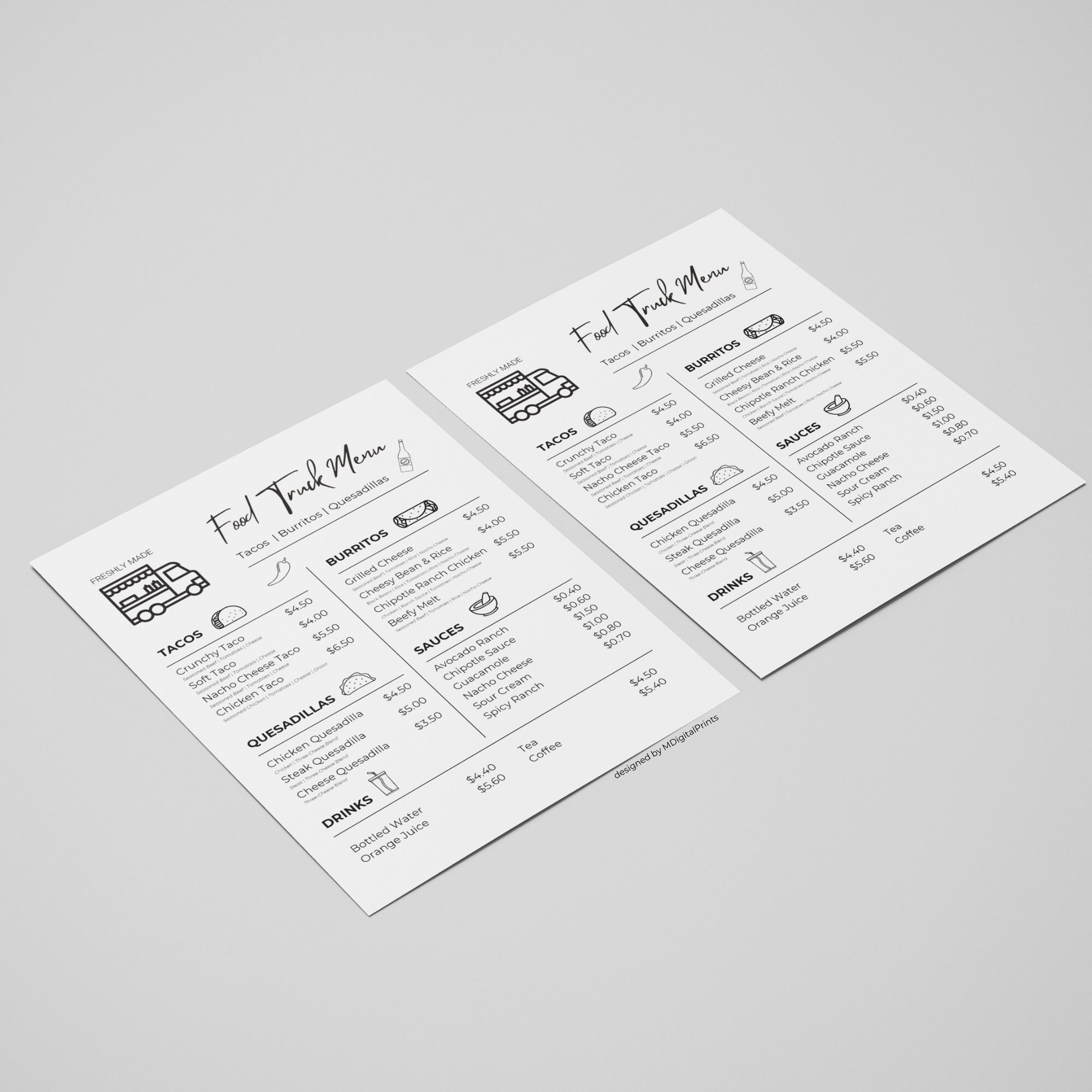 Food Truck Menu Canva Template Editable Mexican Food Truck Etsy