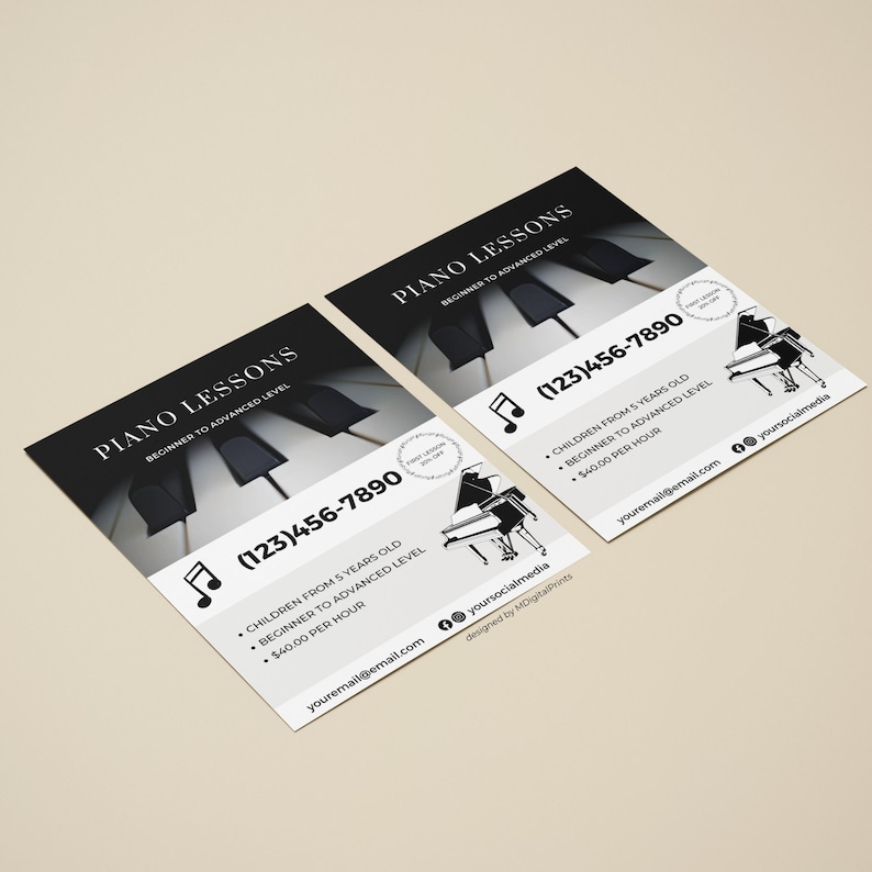 Piano Lessons Flyer Canva Template, Editable Piano Teacher Flyer, Piano ...