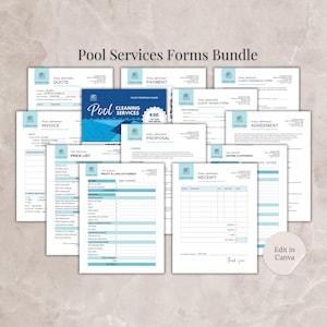 Pool Cleaning Service Agreement Contract Template Editable Pool Care Bundle Forms Proposal Client Intake Pool Services Price Pool Business