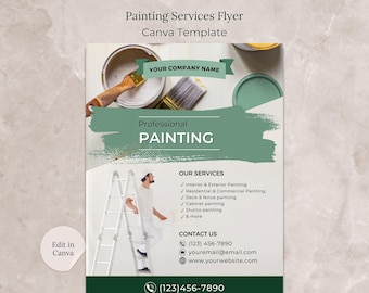 Painting Business Flyer Canva Template, Painting Company Editable Flyer Template, Painter Services Flyer, A4 US Letter size Painter Flyer