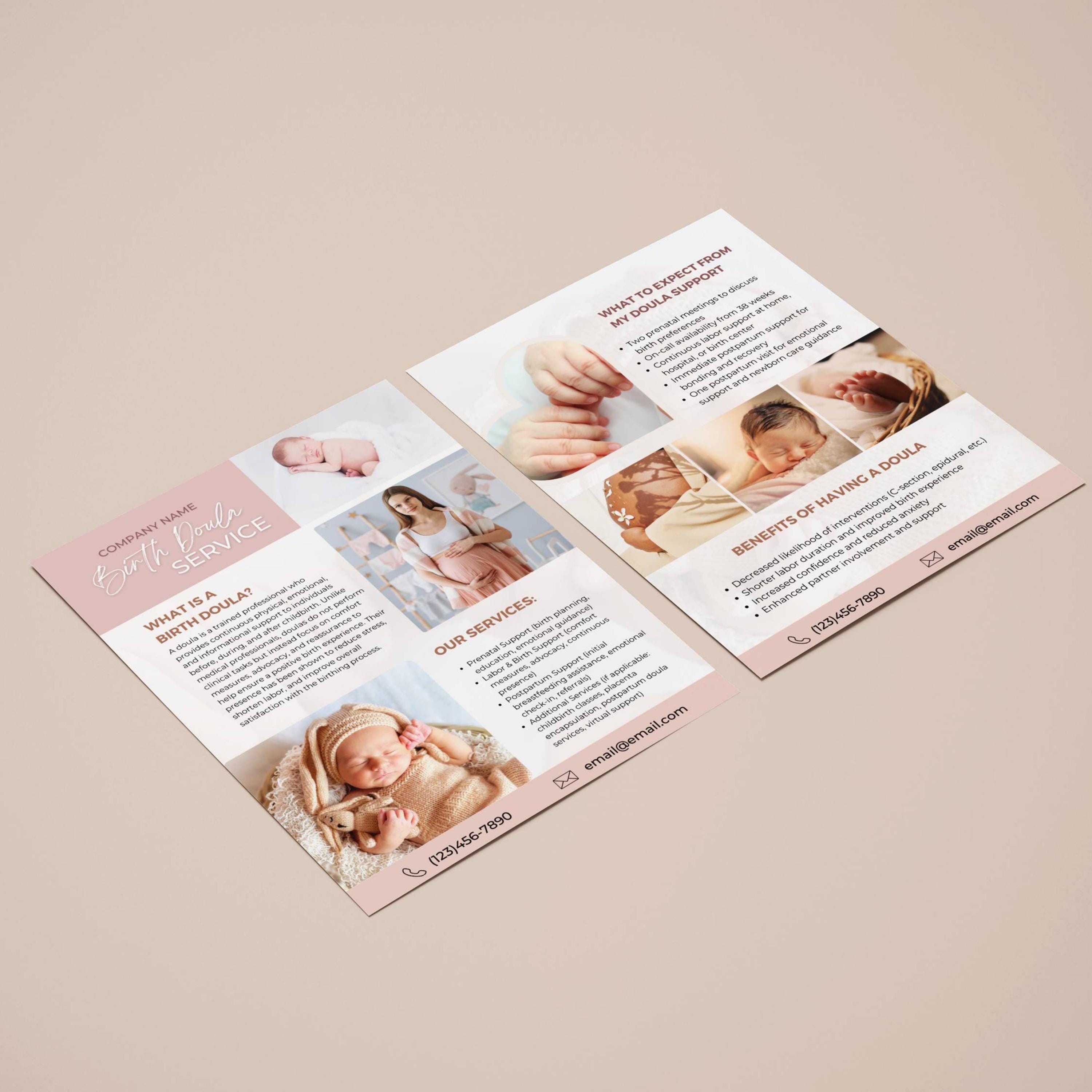 Birth Doula Flyer Template Canva Editable Doula Business Flyer Midwife ...