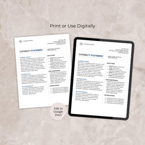 Capability statement template Google Docs