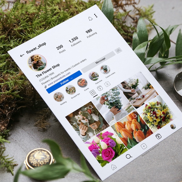 Florist Flyer Instagram Canva Template, Flower Shop IG Editable Flyer, Instagram Influencer Flyer, Flyer with QR Code, Insta Advertisement