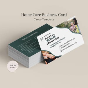 Caregiver Business Card Canva Template Bundle, Elderly Care Card Template, Editable Home Care Business Card, Senior Elder Care Service Card