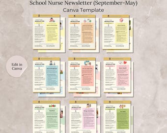 School Nurse Newsletter Editable in Canva, School Nurse Monthly Newsletter, September Preschool Elementary Middle School Healthy Habits