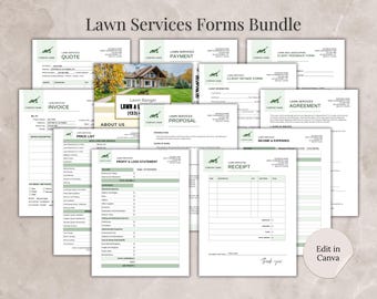 Lawn Services Forms Bundle Template Canva, Landscaping Agreement Lawn Care Proposal, Lawn Business Intake Form Landscaping Services Template