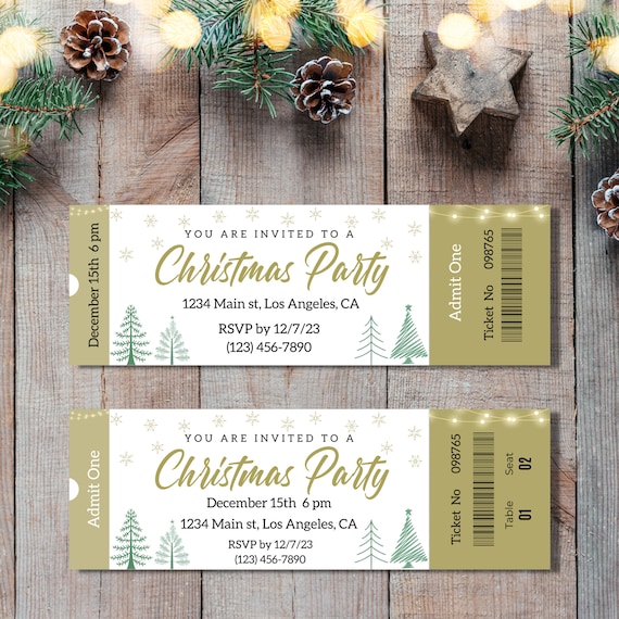 Banquet Ticket Templates For Christmas