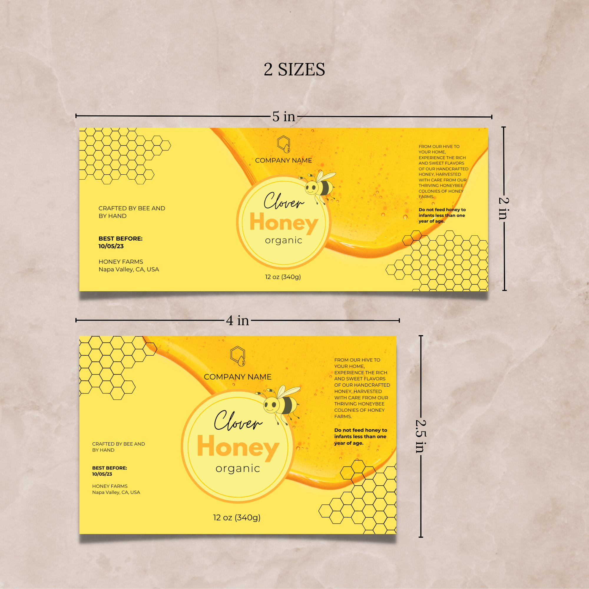 Editable Honey Jar Labels Canva Template, Honey Labels Customizable