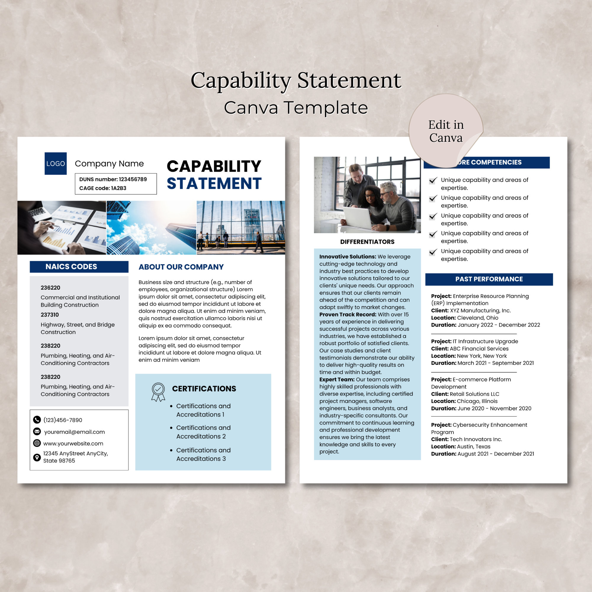 Capability Statement Canva Template Editable Capability Statement Capability Statement Canva Template Editable Capability Statement