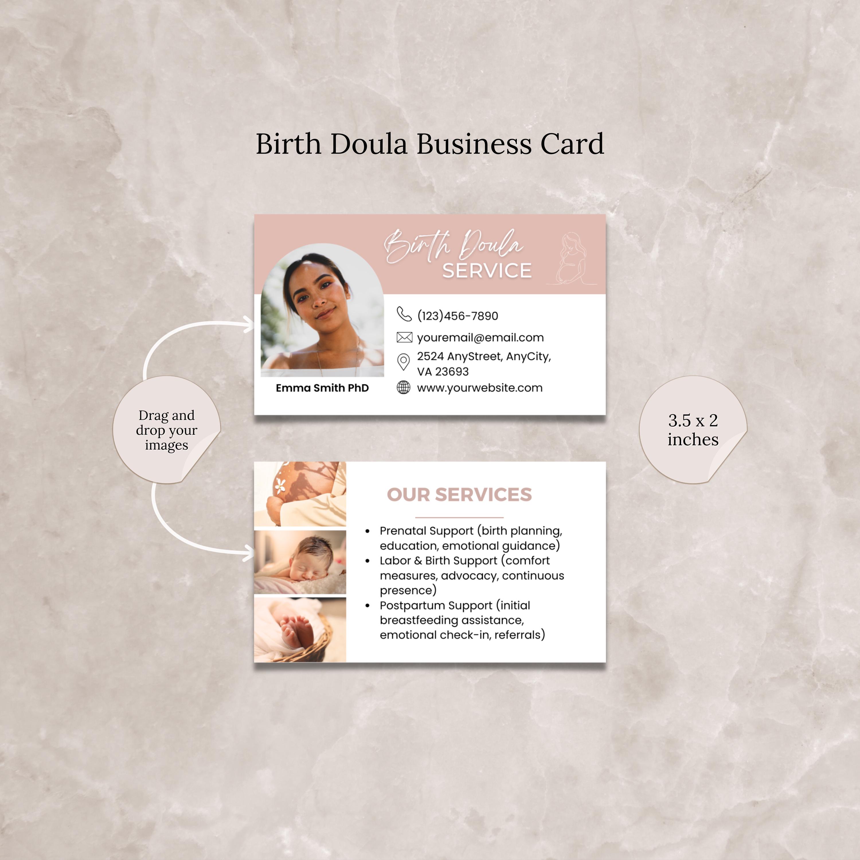 Doula Rack Card Examples Doula Flyer Business Card Brochure Bundle Template Canva Editable Birth ...