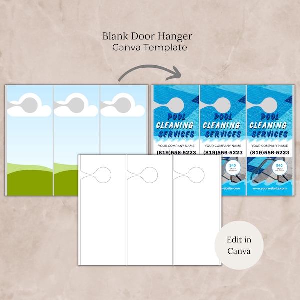 Blank Door Hanger Template Canva, Editable Door Handle Hanger Mockup, Door Hanger Flyer svg, DIY Door Handle Hanger, Door Hanger Printable