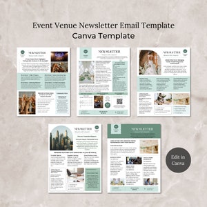 Plantilla de boletín informativo para eventos de Canva, boletín informativo editable para empresas de alquiler de espacios, paquete de marketing por correo electrónico, boletines informativos para pequeñas empresas