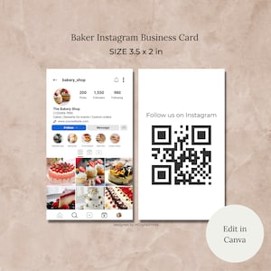 Bakery Business Card Template Canva Editable Cake Business Card Template, Minimalist Baker Card Template, Cakes Business Card