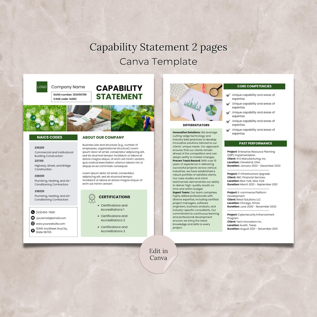 Capability Statement Canva Template Editable Eco Pest Control ...