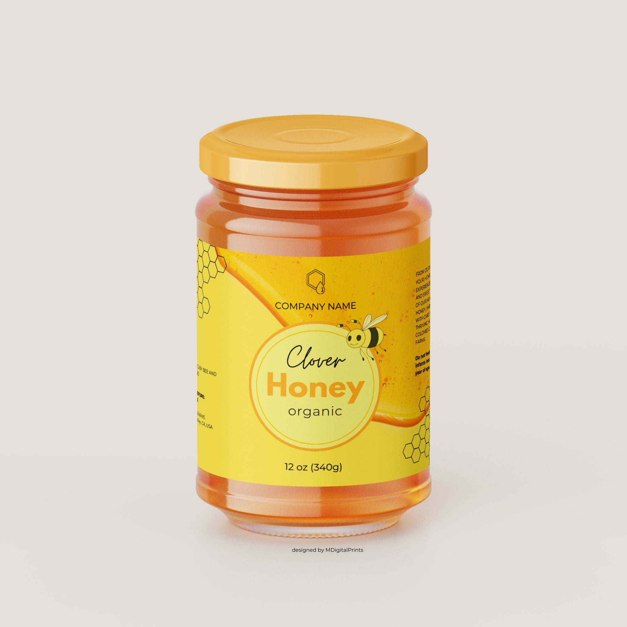 Editable Honey Jar Labels Canva Template, Honey Labels Customizable