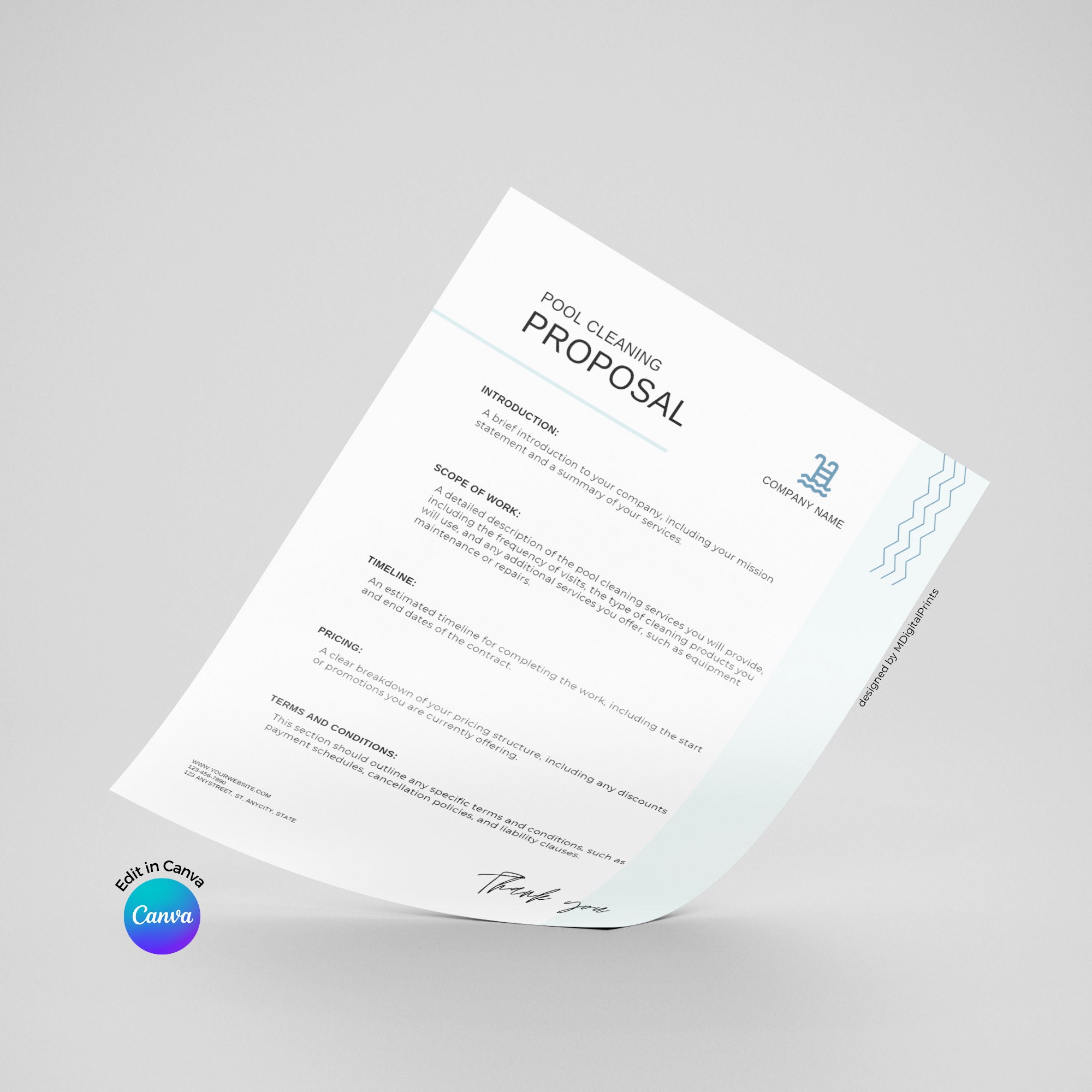 Pool Preposal Pool Cleaning Proposal Document Template, Pool Services Proposal Canva ...