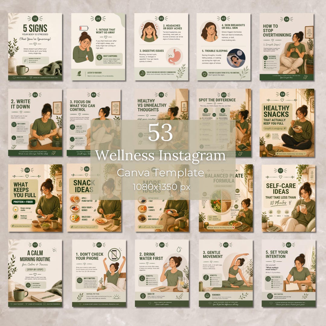 Wellness Instagram Post Canva Template, Self Care, Mental Health ...