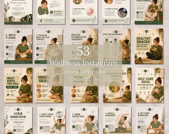 Wellness Instagram Post Canva Template, Self Care, Mental Health, Lifestyle Canva Bundle