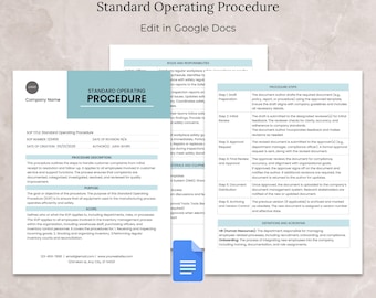 Standard Operating Procedure Template Docs, Editable SOP Document, Business Standard Operating Procedure Project Template SOP Instructions
