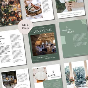 Wedding Venue Guide Magazine Canva Template Editable Venue Rental Business Book Template Green Wedding Venue Rental Party Venue Rental Flyer