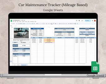 Car Maintenance Tracker Google Sheet, Auto Maintenance Log Vehicle Maintenance Spreadsheet, Car Maintenance Vehicle Records Mileage Based