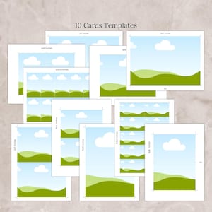 Greeting Card Drag and Drop Canva Frame Template, 5x7 7x5 6x4 4x6 3.5x2 inches Blank Card, Multiple Cards per Page, Blank Business Cards