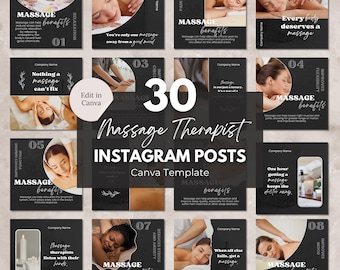 Massage Instagram Posts Canva Template Editable Massage Therapist Social Media Post  Massage Benefits Black Instagram Massage Therapy Quotes