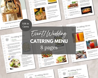 Gastro-Menü Preisführer Vorlage Canva. Hochzeits-Catering-Preisbuch, bearbeitbarer Event-Catering-Preiskatalog, Caterer-Services-Vorlage