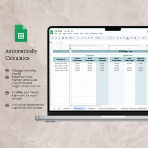 Car fleet management spreadsheet, Car fleet mileage and cost tracker google sheets, Vehicle management maintenance logs, Fleet maintenance tracker