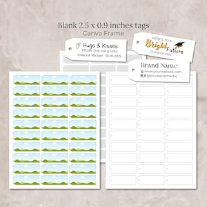 Blank Tags Canva Template, Small Hang Tags 2.5 by 0.9 inches Mockup, Multiple Tags per Page, Canva Frame Template, DIY Clothing  Tag