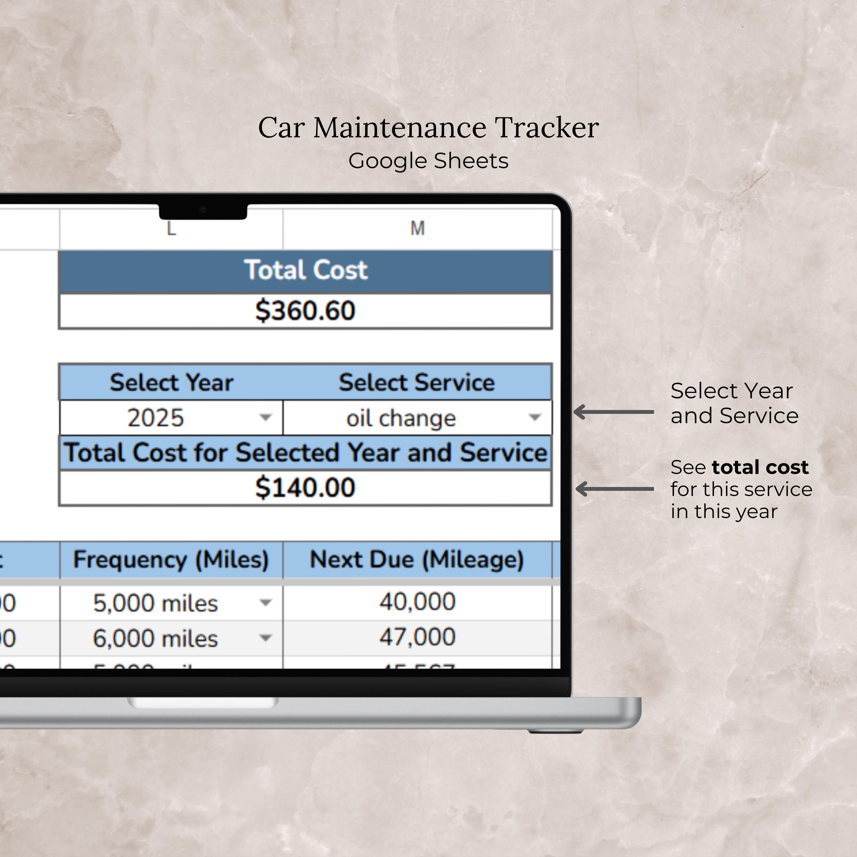 Car Maintenance Tracker Google Sheet, Auto Maintenance Log Vehicle ...