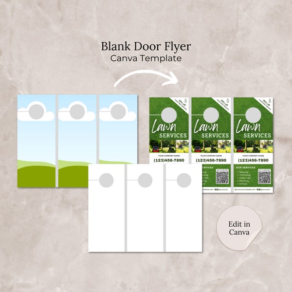 Blank Door Hanger Template Canva, Editable Door Handle Hanger Mockup, Door Hanger Flyer svg, DIY Door Handle Hanger, Door Hanger Printable