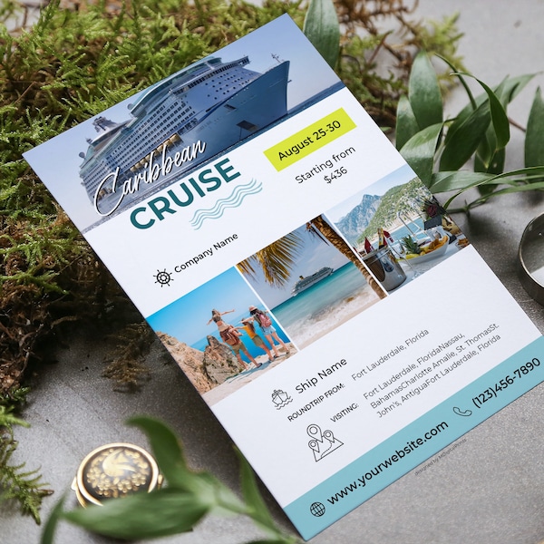 Cruise Flyer Canva Template, Cruise Trip Offer Editable Flyer Template, Summer Cruise Advertising Flyer, Carnival Cruise Customizable Flyer