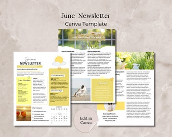 June Newsletter 2026 Canva Template, Editable June HOA Newsletter Page Summer Community Newsletter School Classroom Neighborhood Newsletter
