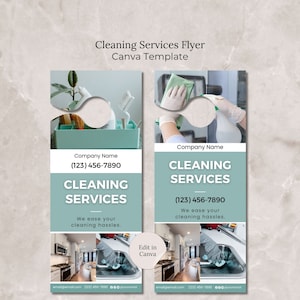 Cleaning Service Flyer Canva Template, Editable Cleaning Flyer Door Hanger Home Cleaning Service Business Flyer Template, Housekeeping Flyer