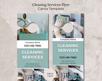 Cleaning Service Flyer Canva Template, Editable Cleaning Flyer Door Hanger Home Cleaning Service Business Flyer Template, Housekeeping Flyer