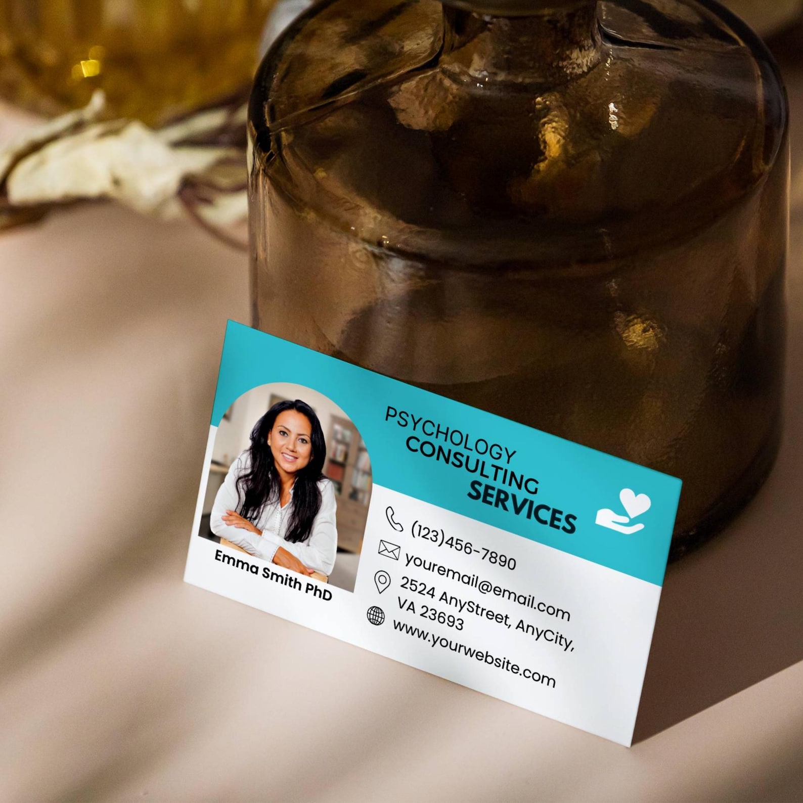 Psychologist Card Psychology Business Card Canva Template, Editable Counseling Therapist ...