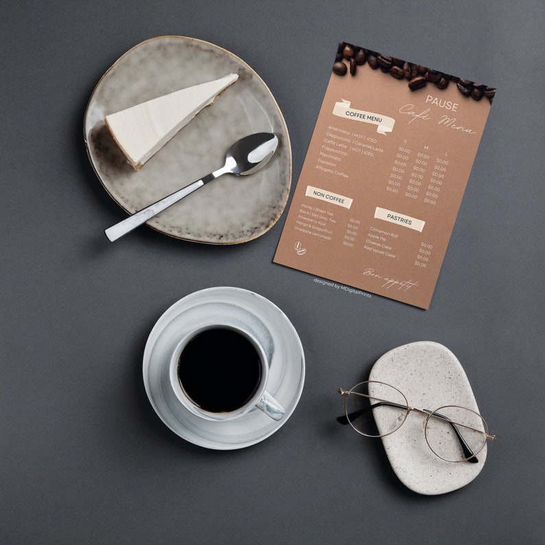 Cafe Menu Canva Template Minimalist Coffee Shop Menu Editable Etsy