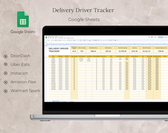 DoorDash Delivery Driver Tracker Google Sheet Uber Eats Tracker Spreadsheet Instacart Mileage Income Logs Template Amazon Flex Driver Sheet