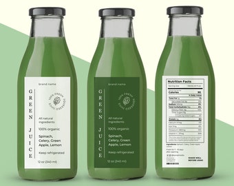 Editable Juice Labels Template Canva, Orange Juice Bottle Label, Nutrition Facts Template, Customizable Beverage Drink Labels, Juice Tags