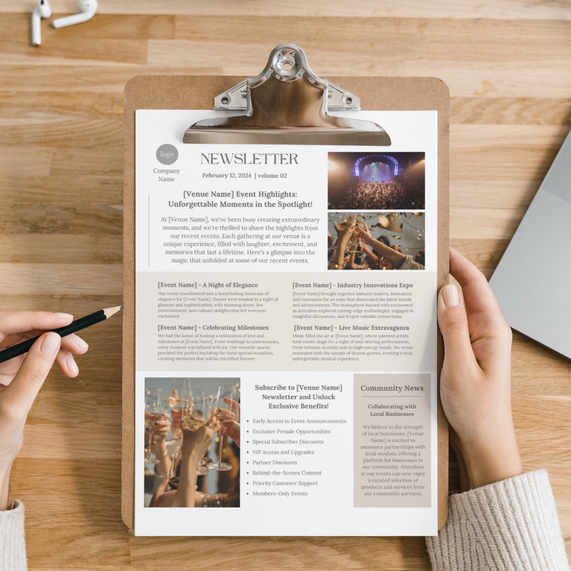 Event Venue Newsletter Template Canva, Editable Venue Rental Business ...